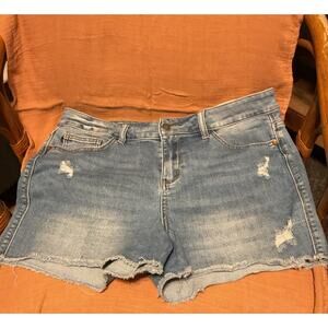 Judy Blue Jean Shorts Womens XLarge Denim Distressed Stretch JB150059